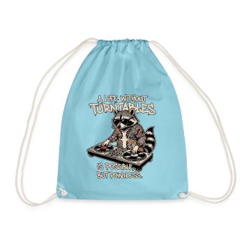Waschbär Turntable Dj - Turnbeutel - Aqua - Vorne