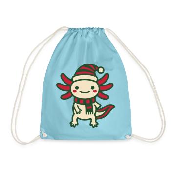 Weihnachts Axolotl Clipart - Turnbeutel - Aqua - Vorne