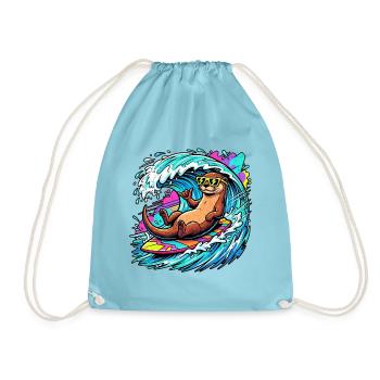 Relaxed Surfer Otter - Turnbeutel - Aqua - Vorne