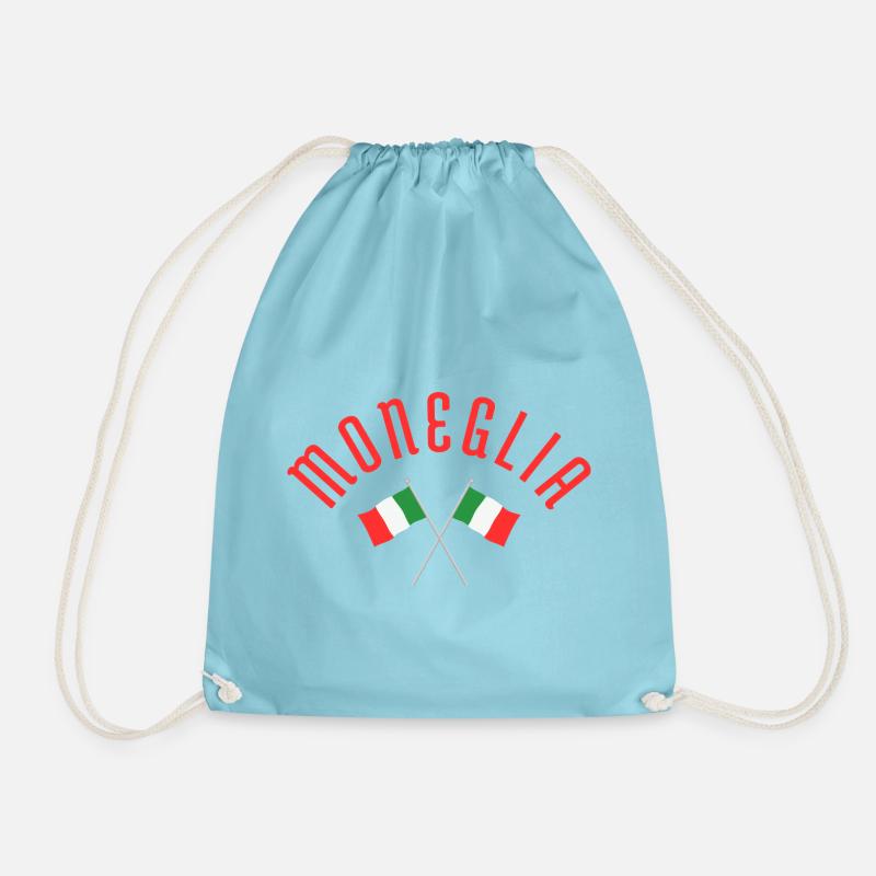 Moneglia Italian Flags Crossed Emblem - Drawstring Bag - aqua