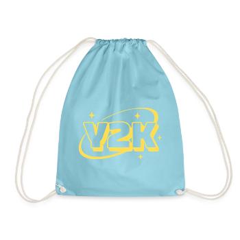 Y2K Retro Glanz Grafik - Turnbeutel - Aqua - Vorne