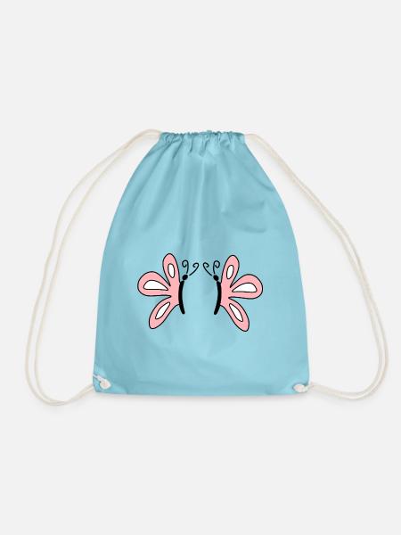 Rosa Schmetterlinge pastell Geschenk für sie - Turnbeutel - Aqua