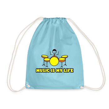 Musik ist mein Leben Drum-Logo - Turnbeutel - Aqua - Vorne