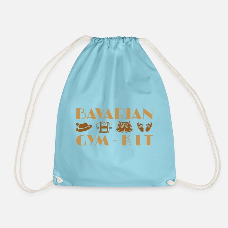 Bavarian Gym Kit Illustration - Drawstring Bag - aqua