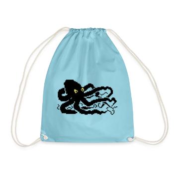 8bit pixel octopus - Turnbeutel - Aqua - Vorne