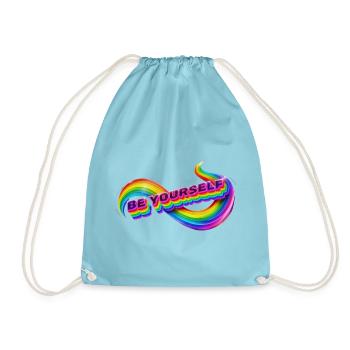 Sei du selbst, Regenbogenband - Turnbeutel - Aqua - Vorne