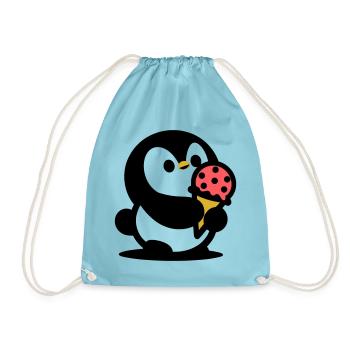 Kleiner Pinguin mit Eis - Turnbeutel - Aqua - Vorne