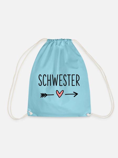 Schwester Herz Pfeil Liebe Freundin Geschenk - Turnbeutel - Aqua