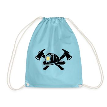 Feuerwehrhelm Aexte Grafik - Turnbeutel - Aqua - Vorne