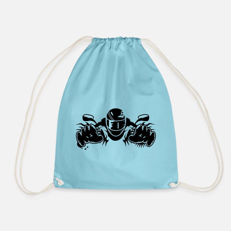 ride a motorcycle - Drawstring Bag - aqua