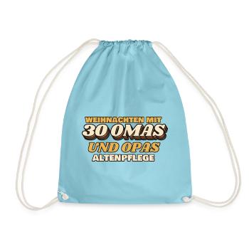 Weihnachten mit 30 Omas und Opas - Altenpflege - Turnbeutel - Aqua - Vorne
