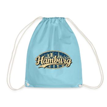 Hamburg Vintage Stadtmotiv - Turnbeutel - Aqua - Vorne