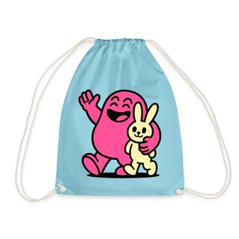 Happy Friends! - Drawstring Bag - aqua - Front
