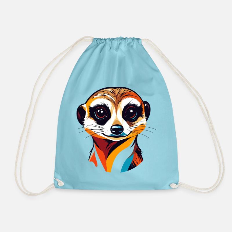 Bunter Erdmännchen Kopf Illustration - Turnbeutel - Aqua