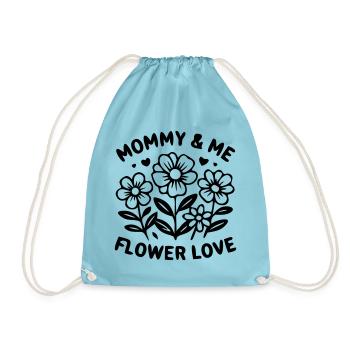 Mommy and Me Floral Matching Look - Drawstring Bag - aqua - Front