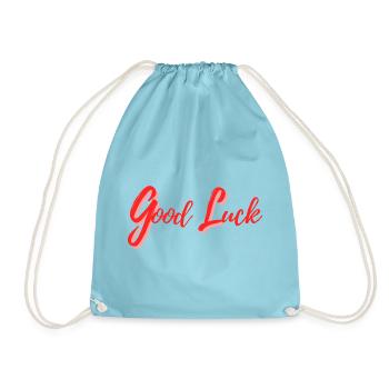 Good Luck Design in Calligraphic Style - Drawstring Bag - aqua - Front