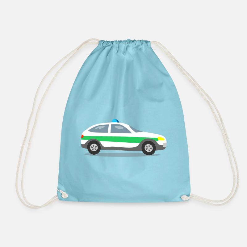 Polizeiauto mit Blaulicht - Turnbeutel - Aqua