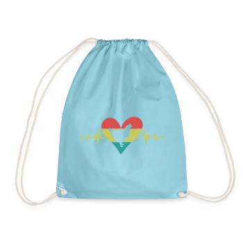 Huhn Herz Retro-Style - Turnbeutel - Aqua - Vorne