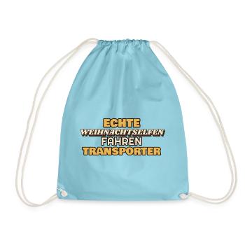 Echte Weihnachtselfen fahren Transporter - Turnbeutel - Aqua - Vorne