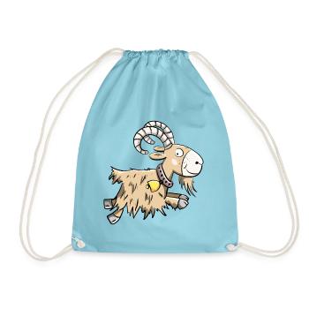 Sprunghafte Ziege I Widder I Ziegenbock Geschenk - Turnbeutel - Aqua - Vorne
