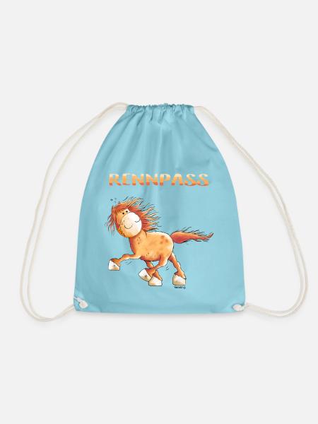 Rennpass Islandpferd - Comic - Fun - Turnbeutel - Aqua