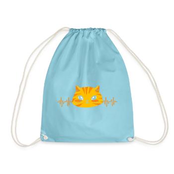 Tabby Katze - Turnbeutel - Aqua - Vorne