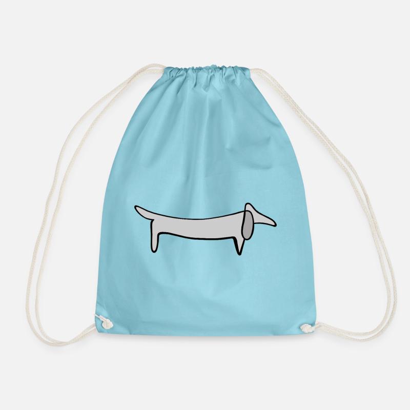 Dog line art drawing - Drawstring Bag - aqua