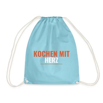 Kochen mit Herz. - Turnbeutel - Aqua - Vorne