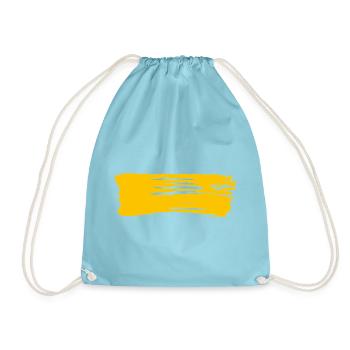 Gelber Streifen / Pinselstrich - Rechteck Balken - Turnbeutel - Aqua - Vorne