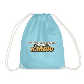 Weihnachtsfeiern sind mein Kardio - Gastro - Turnbeutel - Aqua - Vorne