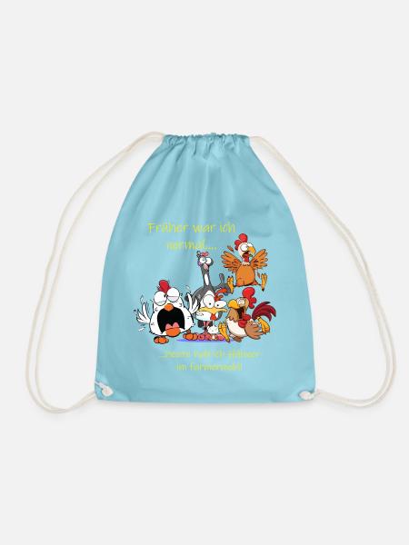 Früher war ich normal ---- Hühnershirt - Turnbeutel - Aqua