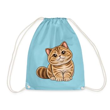 Britisch Kurzhaar Golden Tabby Kawaii Style - Turnbeutel - Aqua - Vorne