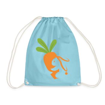 Karottenlächelndes Maskottchen - Turnbeutel - Aqua - Vorne
