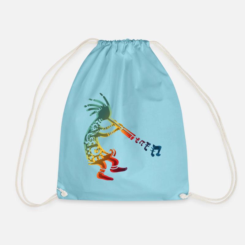 Native American Kokopelli with Music Notes 1 - Turnbeutel - Aqua