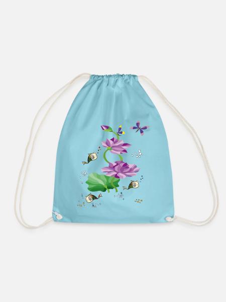 Seerose mit Goldfischen - Turnbeutel - Aqua