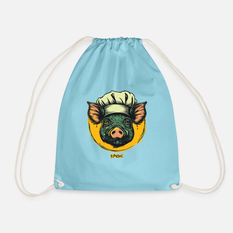 Kitchens Cook Chef Pig - Drawstring Bag - aqua