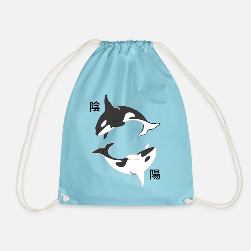Yin Yang Orca - Drawstring Bag - aqua