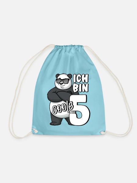 5. Geburtstag Junge 5 Jahre Panda Ich bin coole 5 - Turnbeutel - Aqua