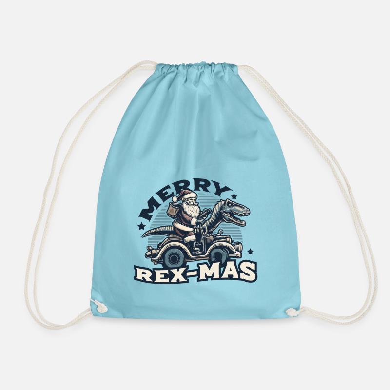 Merry Rexmas - Drawstring Bag - aqua