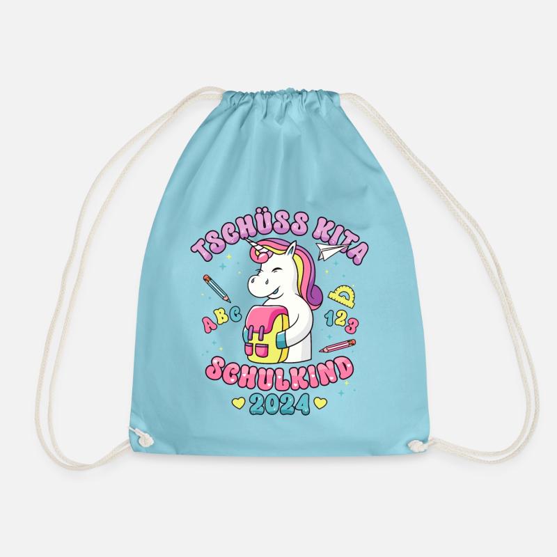 Schulkind 2024 Einschulung Mädchen Einhorn - Turnbeutel - Aqua