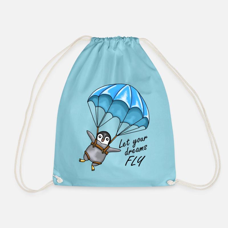 Pinguin mit Fallschirm - Let your dreams fly - Turnbeutel - Aqua