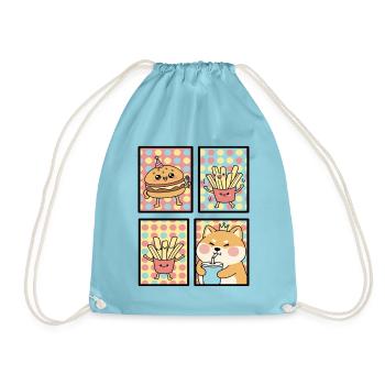 Cute Kawaii Animals and Fast Food Design Set - Turnbeutel - Aqua - Vorne