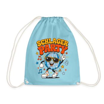 Retro 70s Schlager Party Disco Kugel  - Turnbeutel - Aqua - Vorne