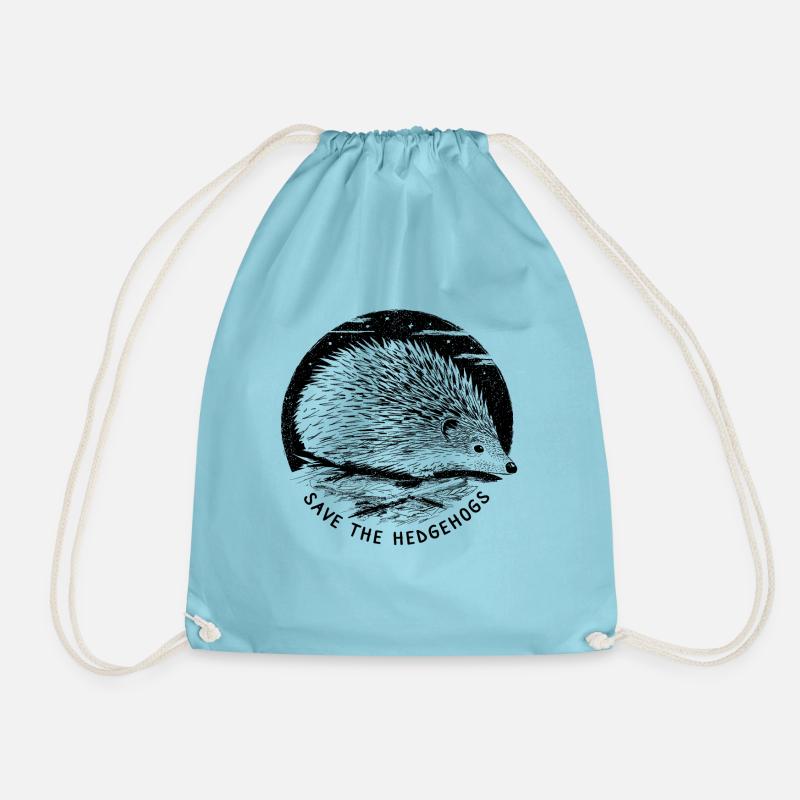 Save The Hedgehogs - Drawstring Bag - aqua