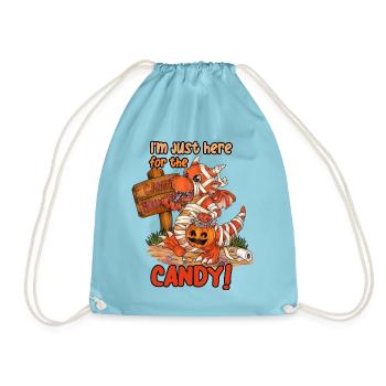 I'm Just Here For Candy Halloween Drache Mumie - Turnbeutel - Aqua - Vorne