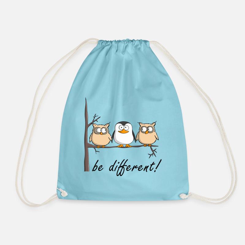 Eule und Pinguin - Turnbeutel - Aqua