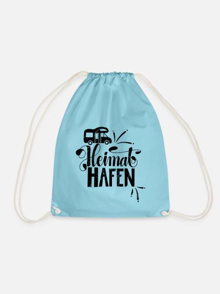 Camping Heimathafen schwarz - Turnbeutel - Aqua