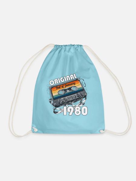 45. Geburtstag Vintage Januar 1980 Kassette 1980 - Turnbeutel - Aqua