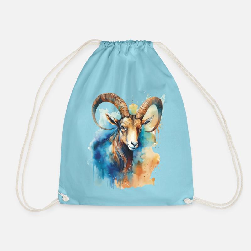 I AM ♑️ CAPRICORN ♑️ - Drawstring Bag - aqua