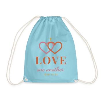 Love One Another – John 13:34 Christian - Turnbeutel - Aqua - Vorne